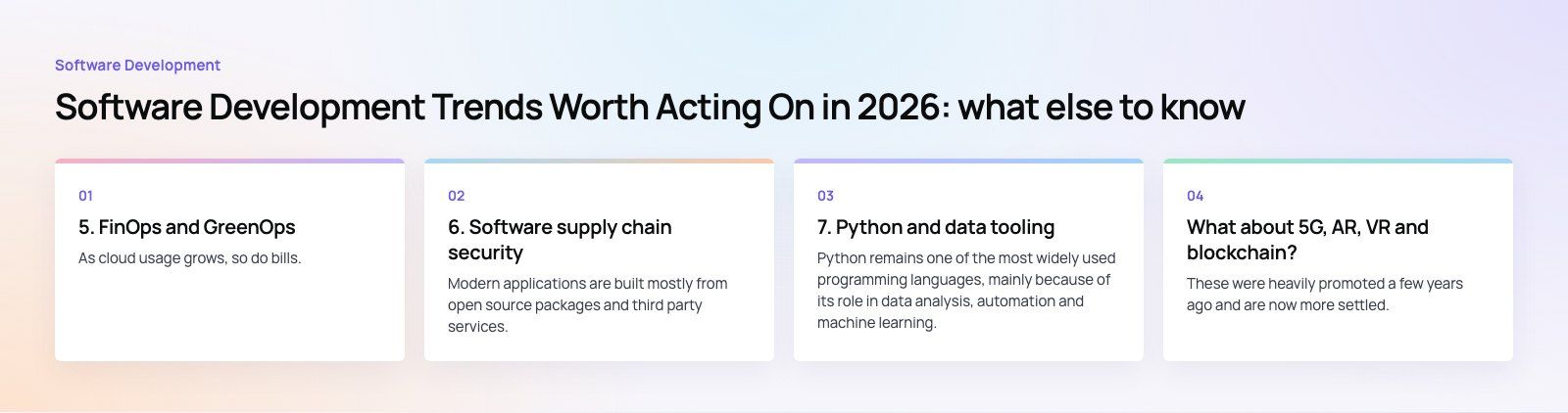 Software Development Trends Worth Acting On in 2026: further points, a Codeeo diagram
