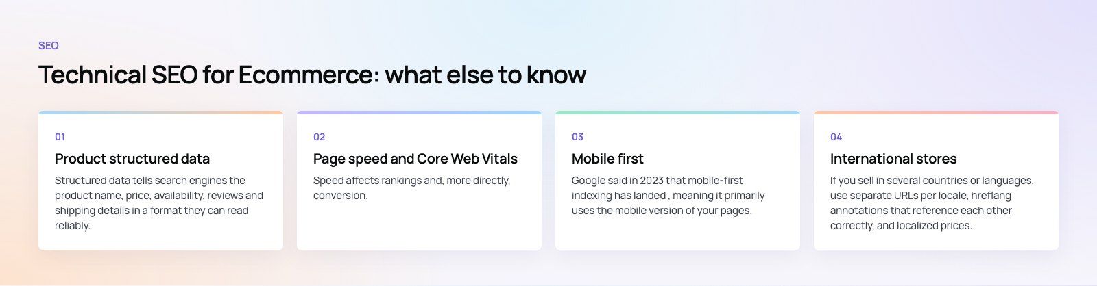 Technical SEO for Ecommerce: A Practical Guide for Online Stores: further points, a Codeeo diagram