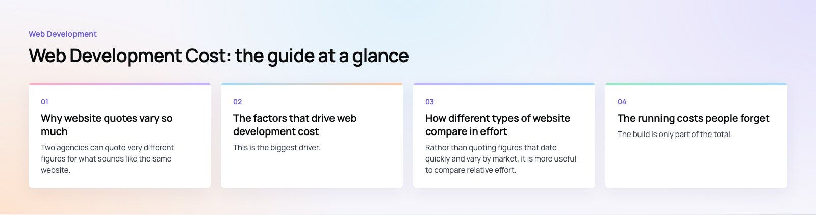 Web Development Cost: What Drives It and How to Budget: the main points, a Codeeo diagram