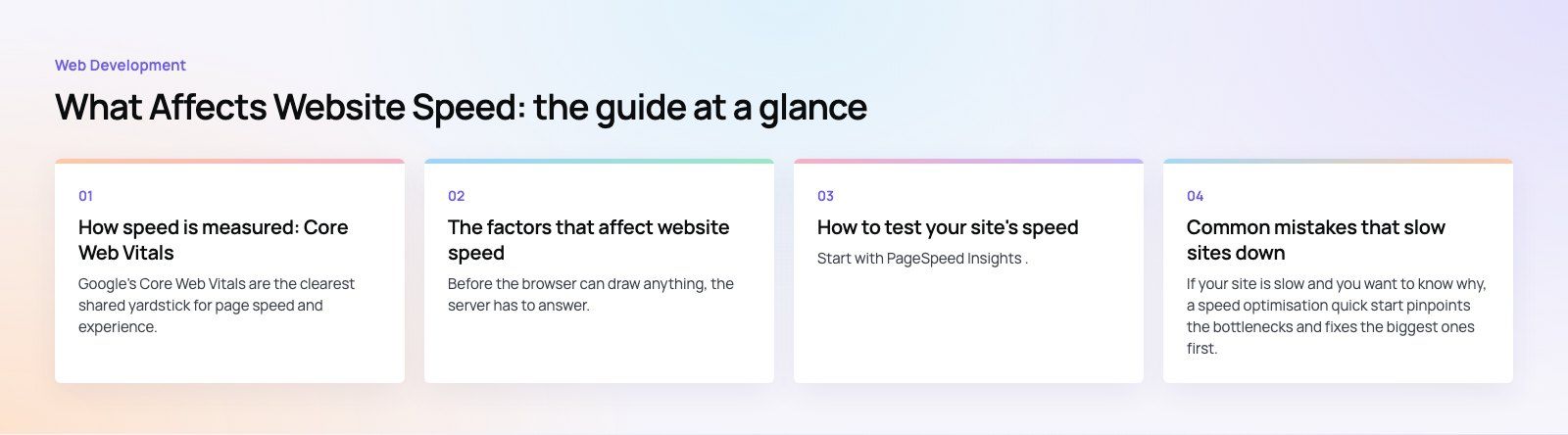 What Affects Website Speed: 7 Factors and How to Fix Them: the main points, a Codeeo diagram