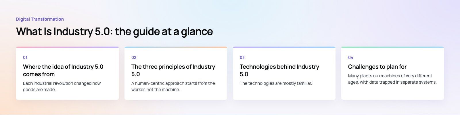 What Is Industry 5.0? Principles, Technologies and Benefits: the main points, a Codeeo diagram