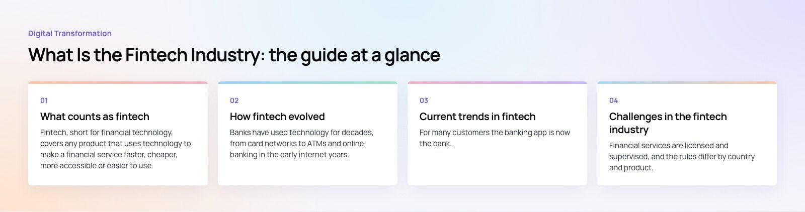 What Is the Fintech Industry? Segments, Trends and Challenges: the main points, a Codeeo diagram