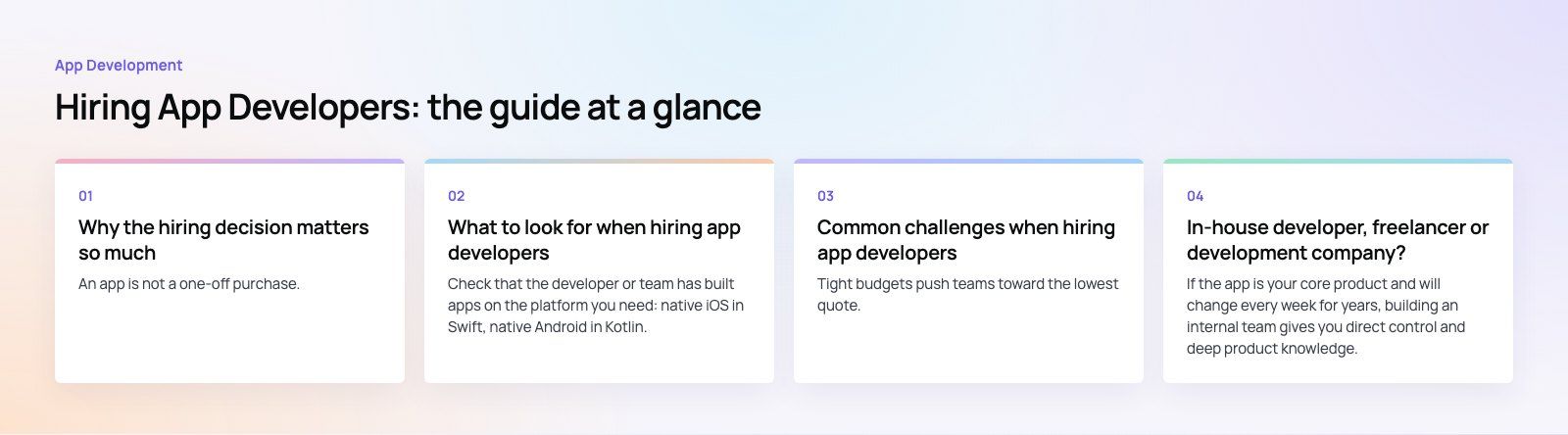 Hiring App Developers: What to Look For Before You Sign: the main points, a Codeeo diagram