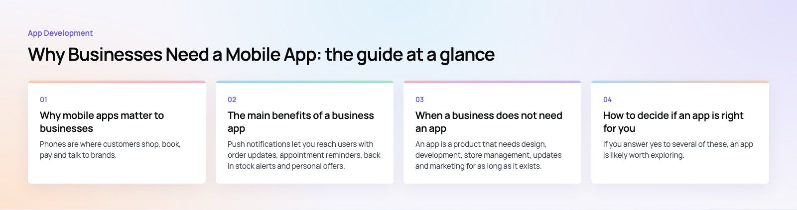 Why Businesses Need a Mobile App: Benefits and When to Build One: the main points, a Codeeo diagram