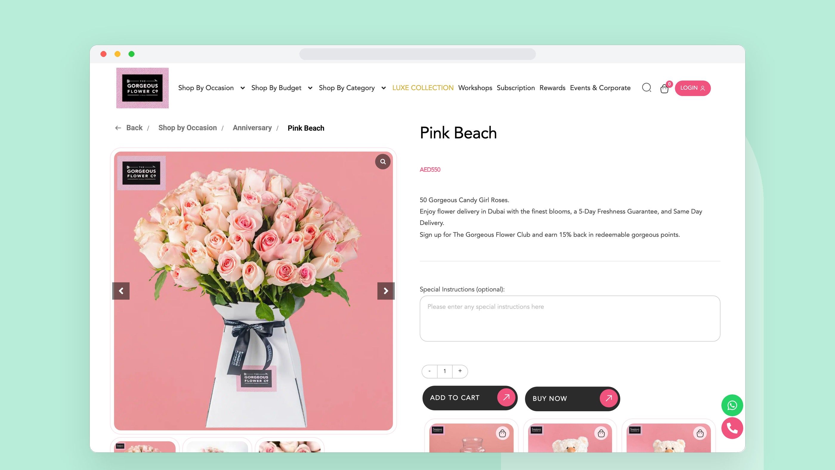 THE GORGEOUS FLOWER: Product page for a hand-tied bouquet